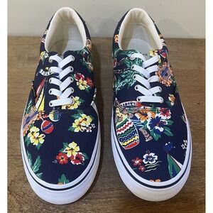 Polo Ralph Lauren Thorton Aloha Canvas Polo Bear Sneaker Mens 10D Surf Print NIB